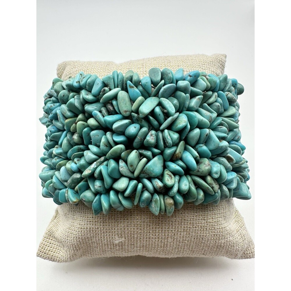 Turquoise Stone Nugget Bracelet Southwest Stretch Vintage Native